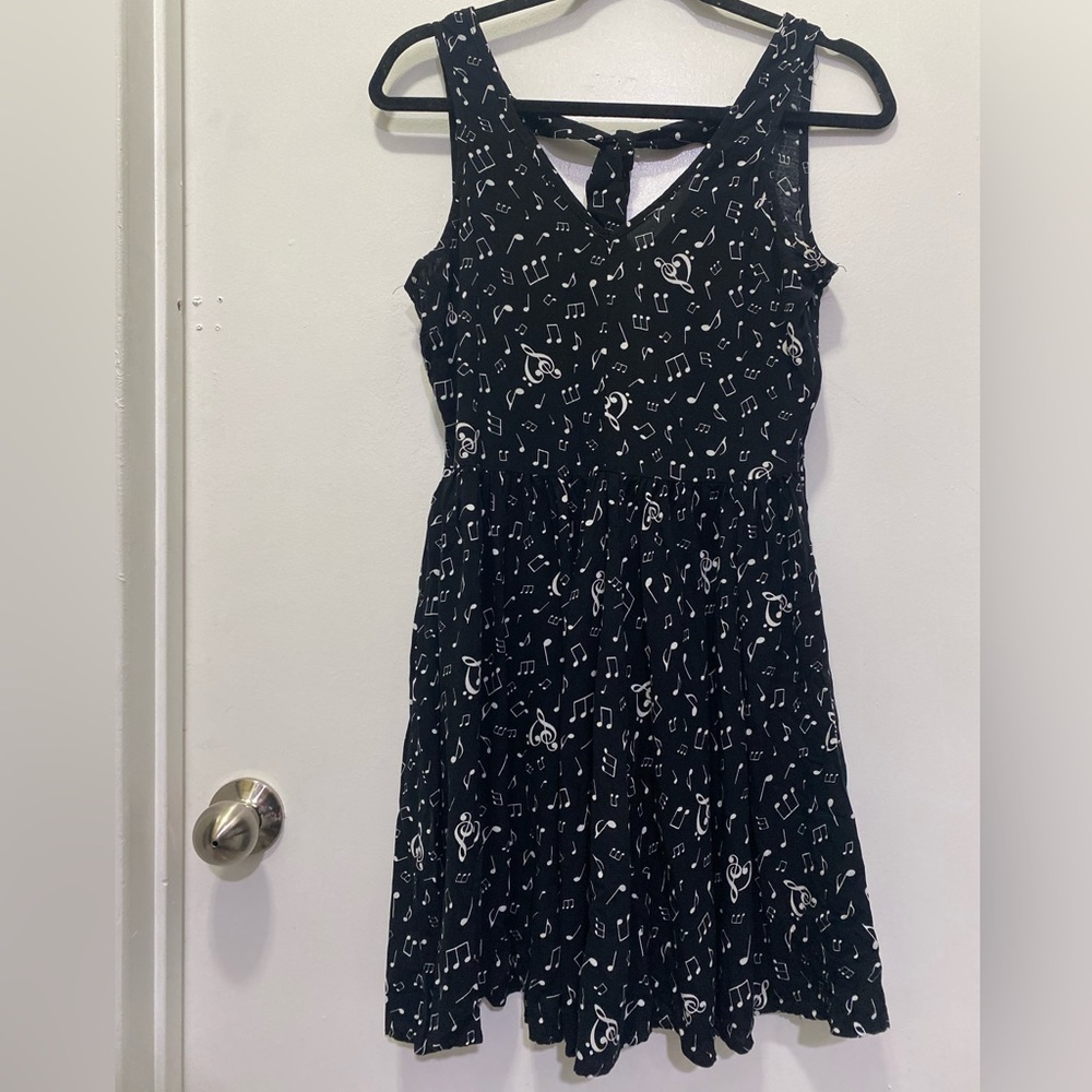Hot Topic Music Notes Mini Black Dress Grunch Gothic Witchy - Picture 3 of 7